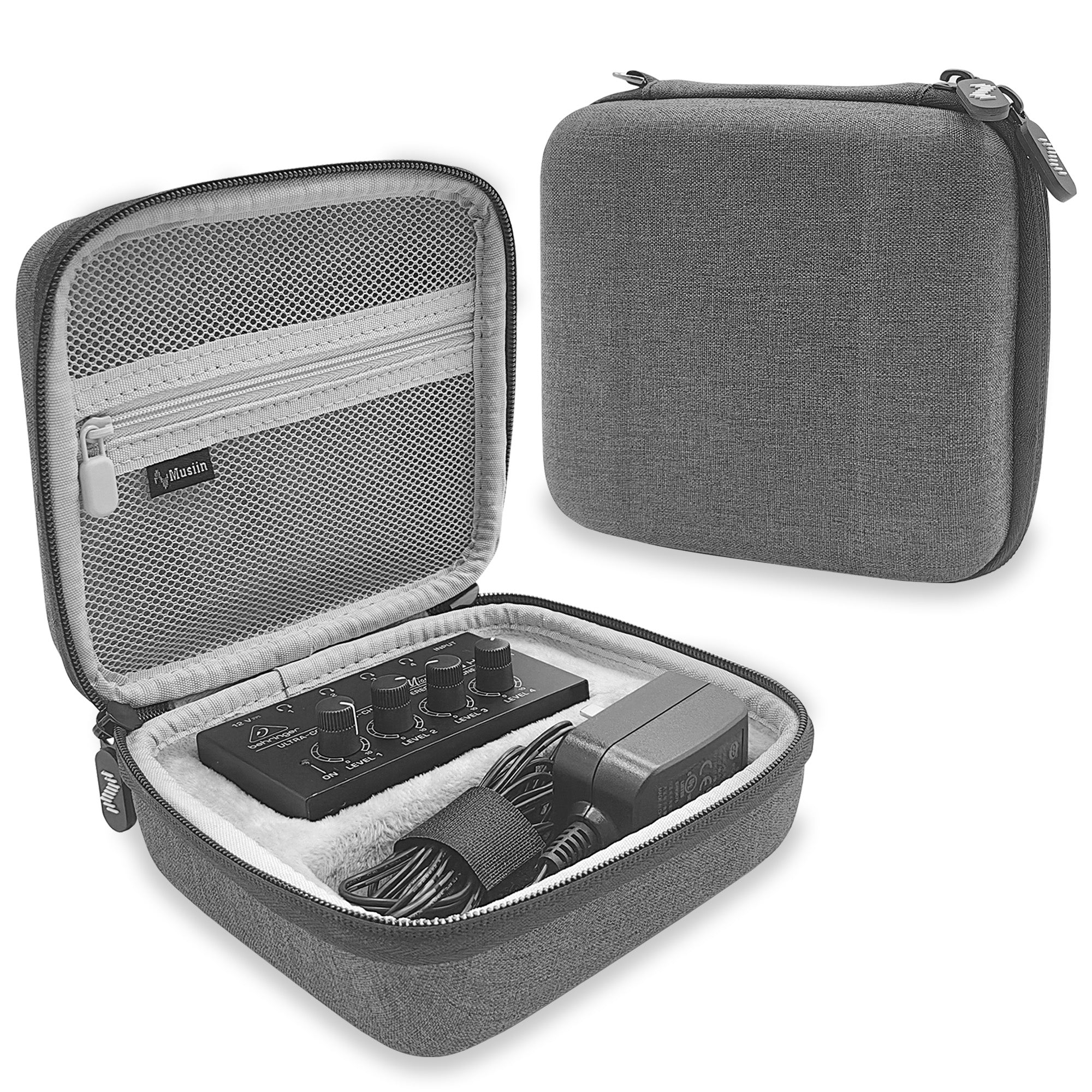 Musiin Hard shell portable storage bag – travel case with cable storage, eva material shockproof and waterproof, compatible with Behringer HA400