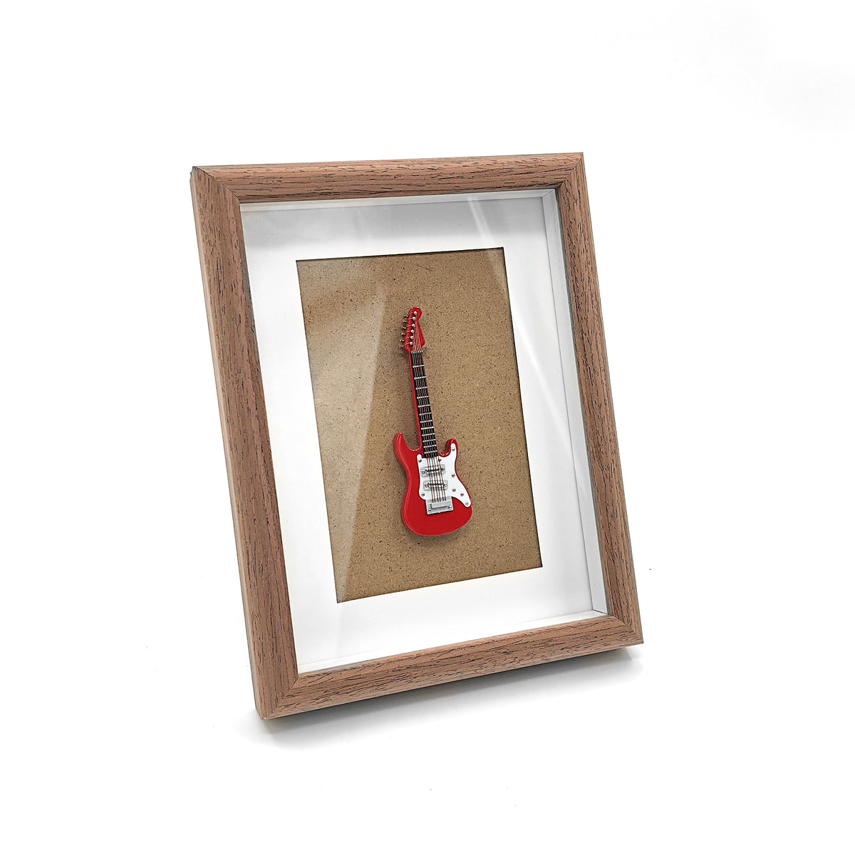 Musiin Miniature Guitar Model Decorative Photo Frame Mini 6 Strings Electric Guitar Musical Instruments Dollhouse Model Home Decoration Photo Frame 8 Inches (Red)