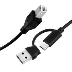 Cable de Impresora USB C de 1M, Cable de Impresora USB B a USB Dual y Tipo-C 2.0 para MacBook Pro/Air y Controlador MIDI de Piano Digital Casio - Cable MIDI USB C Incluido