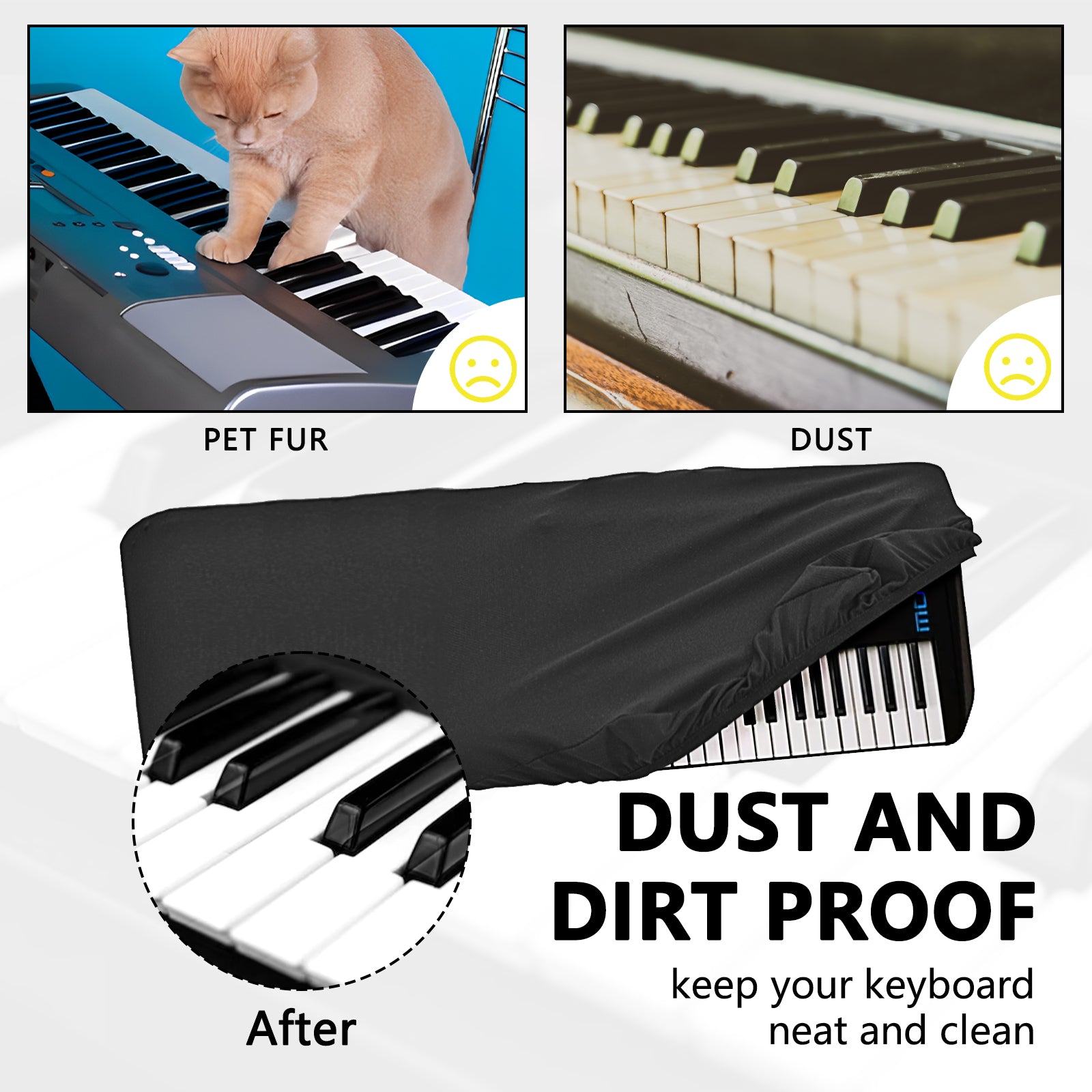 Musiin Premium Piano Keyboard Dust Cover Compatible With YAMAHA MODX7 Music Keyboard Dirt Proof Cover, Stretchy Electronic Keyboard Cover, 76 Keys Electronic Keyboard Cover With Chinlon, Black