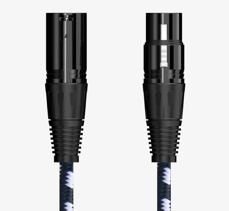 XLR Audio Cable 0.3m for Professional Microphone, Audio Interface, Braided Canon Audio Cable for Desktop, Studio, Audio Recording (Black and White)