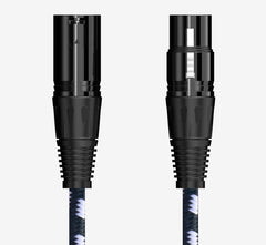 XLR Audio Cable 0.3m for Professional Microphone, Audio Interface, Braided Canon Audio Cable for Desktop, Studio, Audio Recording (Black and White)