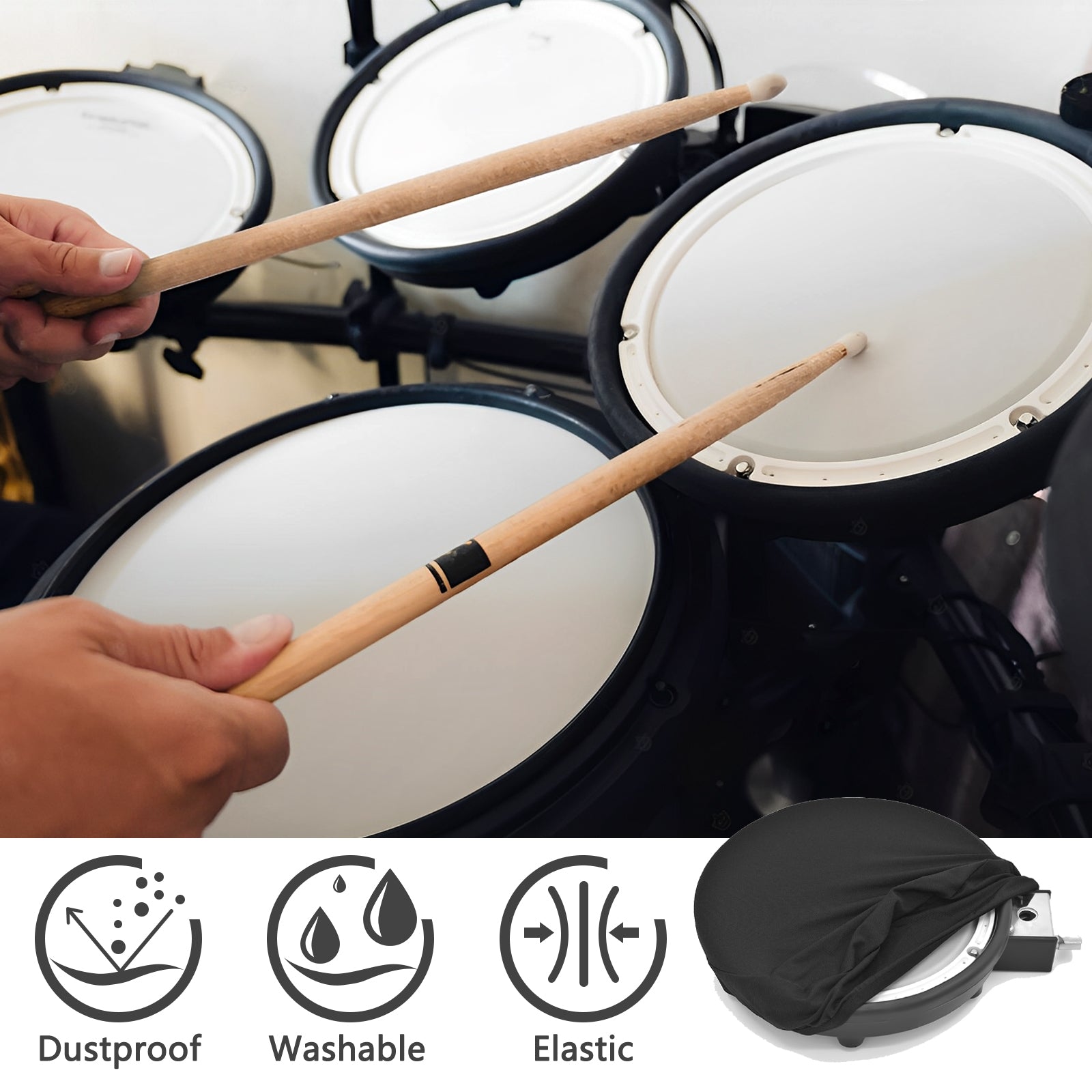 Musiin Electronic Drum Cover Compatible With Roland PDX-6 Electronic V-Drum Donner EDE Alesis Nitro Pad