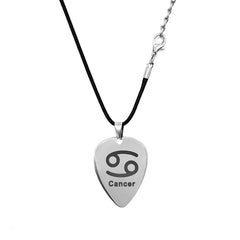 Musiin Guitar Pick Necklace Stainless Steel 12 Constellation Picks Pendant Necklace Music Jewelry for Men Women Gift (Cancer)