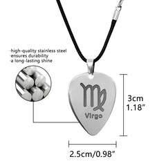 Musiin Guitar Pick Necklace Stainless Steel 12 Constellation Picks Pendant Necklace Music Jewelry for Men Women Gift (Virgo)