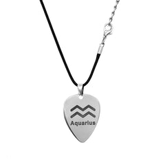 Musiin Guitar Pick Necklace Stainless Steel 12 Constellation Picks Pendant Necklace Music Jewelry for Men Women Gift (Aquarius)