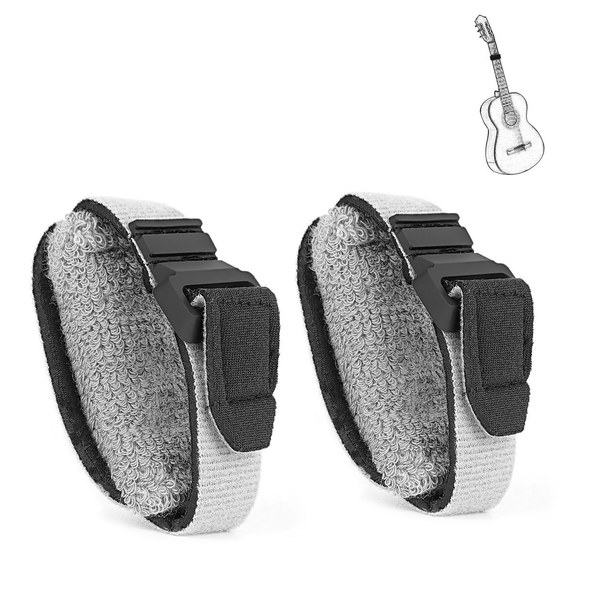 Musiin Guitar String Mute Dampener with Adjustable Belt, Gear Fret Wraps String Muter Large, Grey, 2-Pack