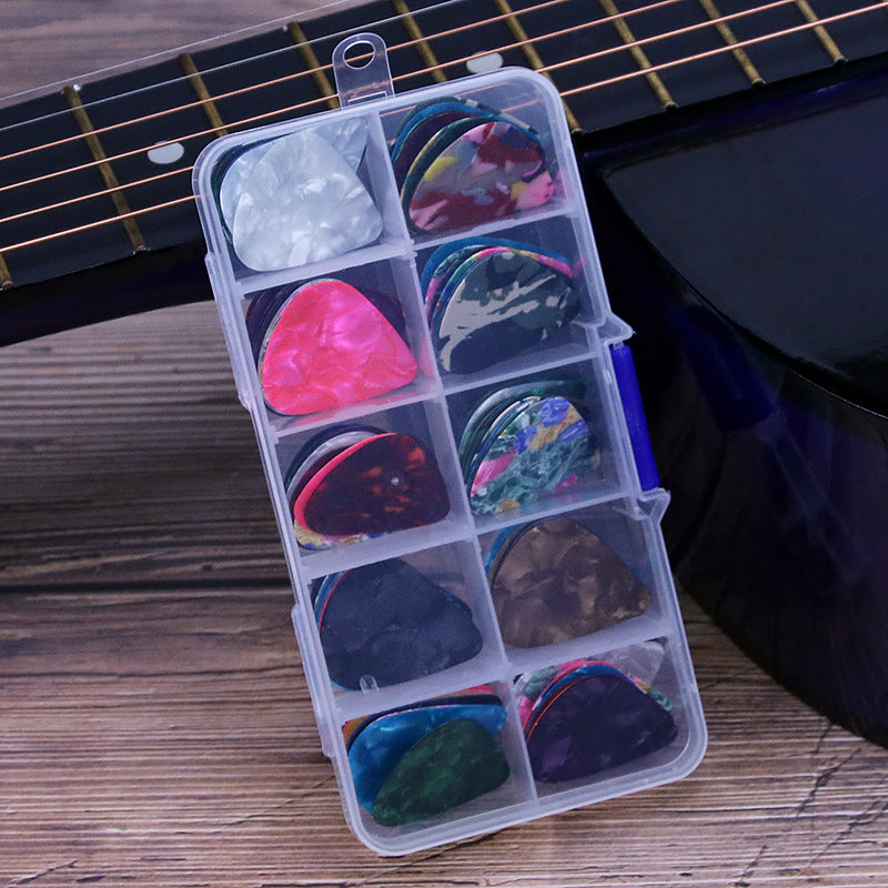 100 Pieces Colorful Guitar Picks Guitar Plectrum Set Folk Guitar Accessories with Storage Box（Iron box-0.96 thickness 100 pieces）
