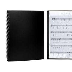 Sheet Music Folders Music Binder 4 Pages Expand Spiral-Bound A4 Size 15 Sleeves 60 Pockets Music Folder Organizer (Black)