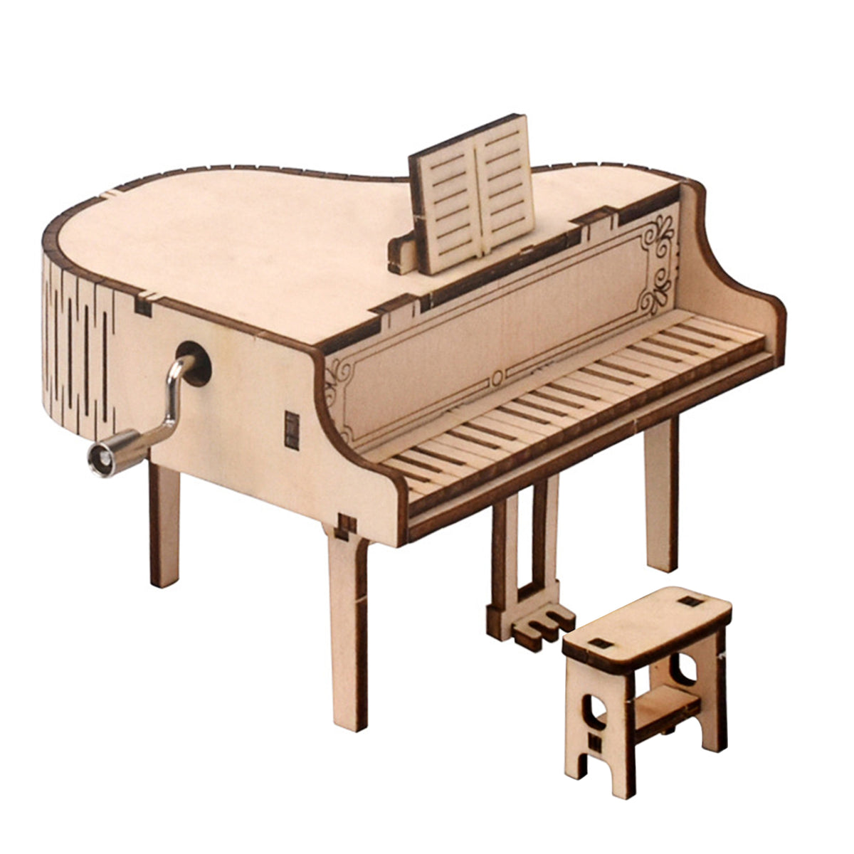 3D Wooden Puzzle Piano Music Box,3D Puzzles DIY Kits Hand Crank Music Box(Grandpiano)