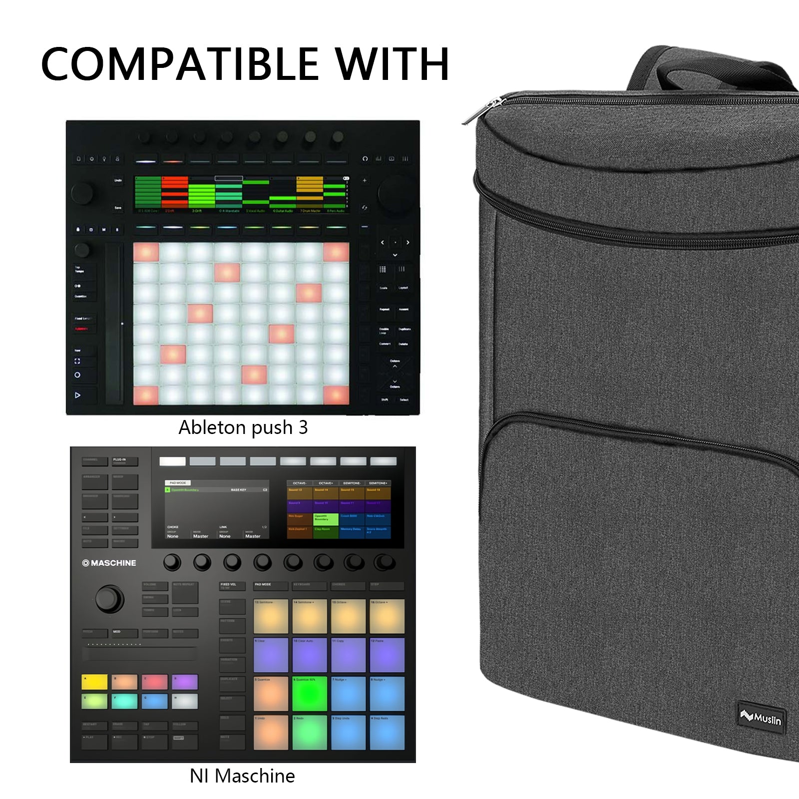 Musiin Premium Backpack Compatible with Native Instruments Maschine+plus Ableton Push3 case Ultimate Protection and Portability for Your NI Maschine MK3 Drum Controller Analog Device Cover