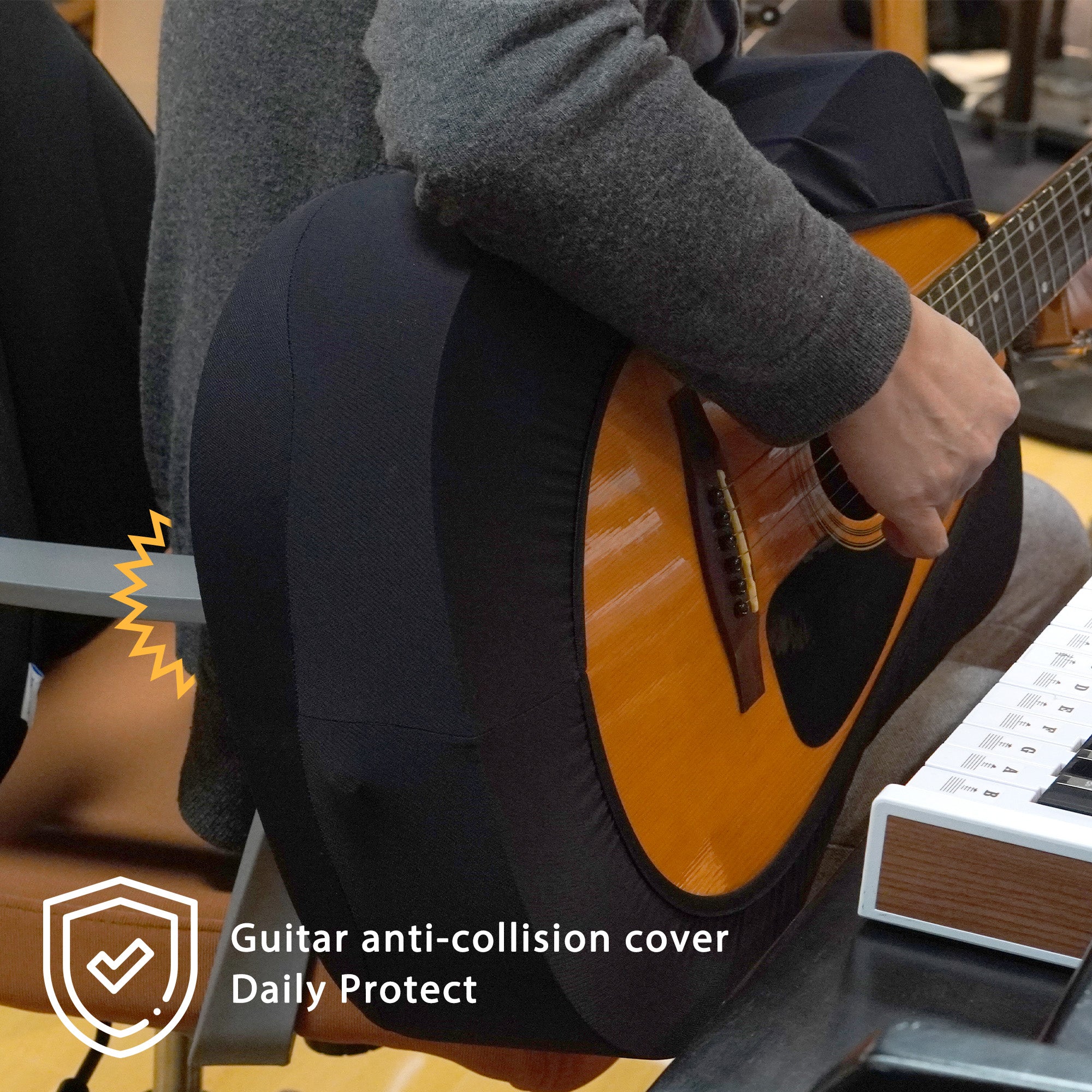 Musiin Premium Black Dust Cover for Acoustic and Bass Guitars - Tailored Protection compatible with Fender Gibson Martin Taylor Donner Acoustic Bass Guitars（AG-L）