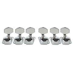 Electric acoustic guitar knobs and tuners, large square handle, tortoise shell-shaped double-nailed bevel, 3 left and 3 right set - chrome tortoise shell semi-closed tuners, 3 left and 3 right set - chrome folk guitar/electric guitar