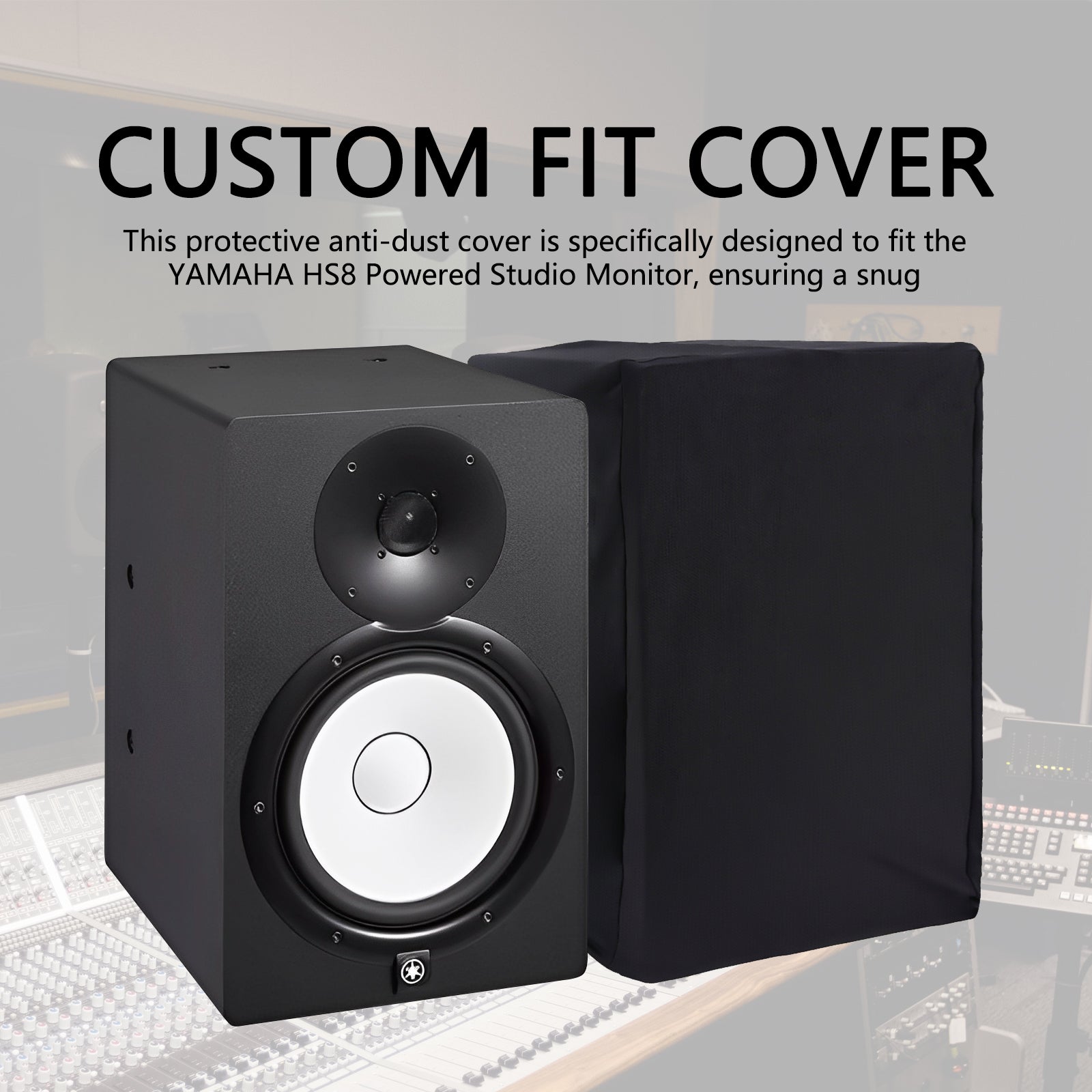 Musiin Home Studio Monitor Dust Cover Compatible With YAMAHA HS8、KRK Rokit 8 G4、JBL 308P Mkll and PreSonus Eris E8 XT Black 8-Inch Professional Protective Powered Speaker cover(2 packs)