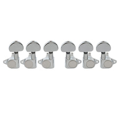 Electric acoustic guitar knobs and strings, tuners, half-round handles, right-angle fully enclosed 3 left and 3 right set - chrome Les Paul/SG/ES and other styles of electric guitars, or similar styles of acoustic guitars