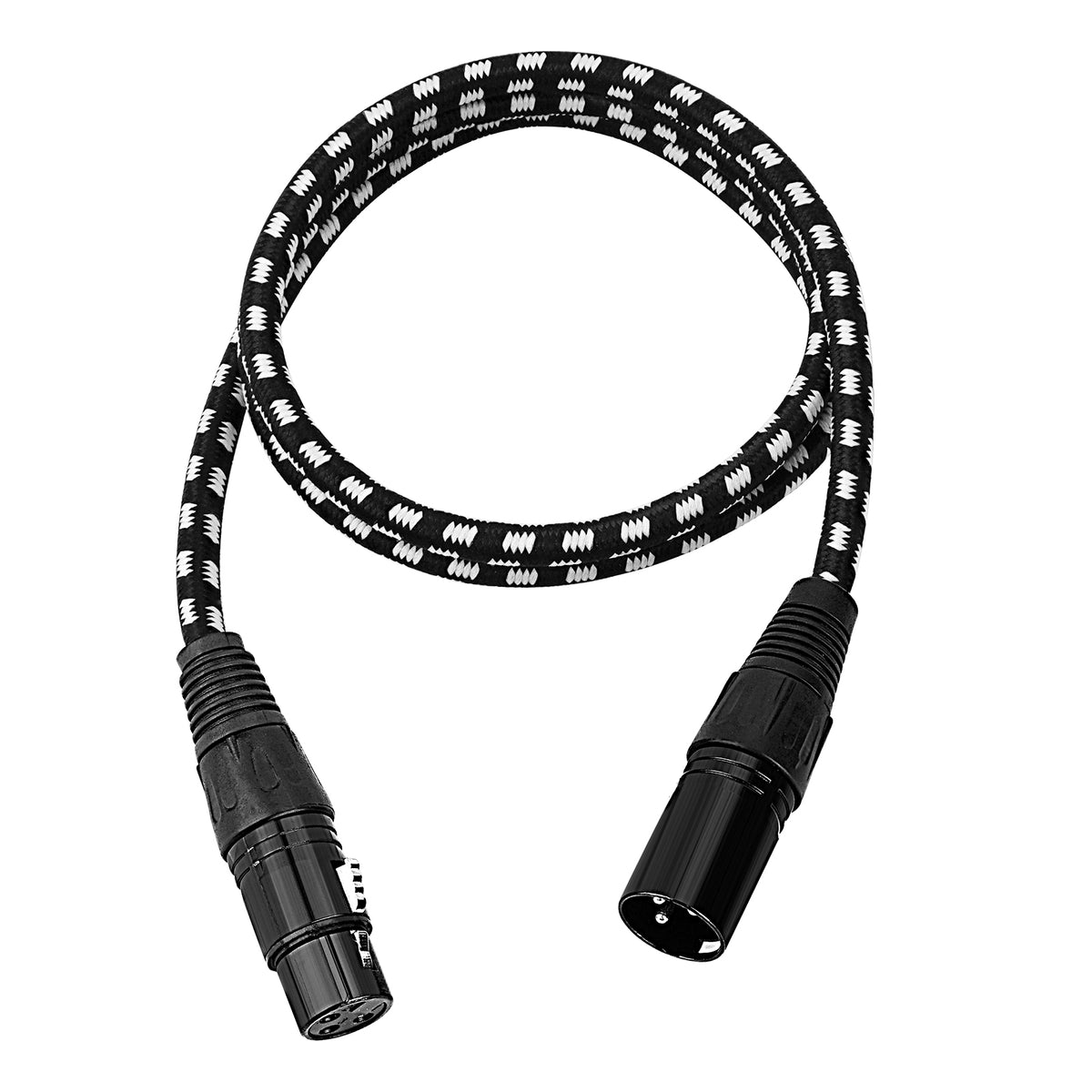 XLR Audio Cable 1m for Professional Microphone, Audio Interface, Braided Canon Audio Cable for Desktop, Studio, Audio Recording (Black and White)