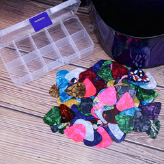100 Pieces Colorful Guitar Picks Guitar Plectrum Set Folk Guitar Accessories with Storage Box（Mixed pack of 100 pieces in three thicknesses）