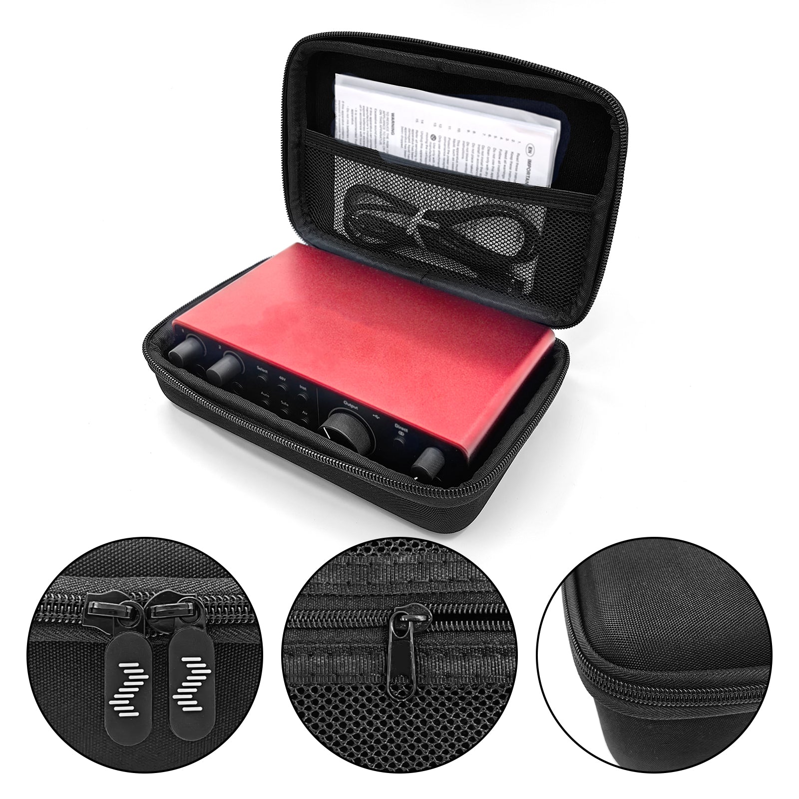 Musiin Premium Velvet Travel Case Compatible with Focusrite Scarlett 2i2 case 4th Gen Audio Interface, HardShell case Match 2i2 Protective Travel Carrying cover Bag (Black)