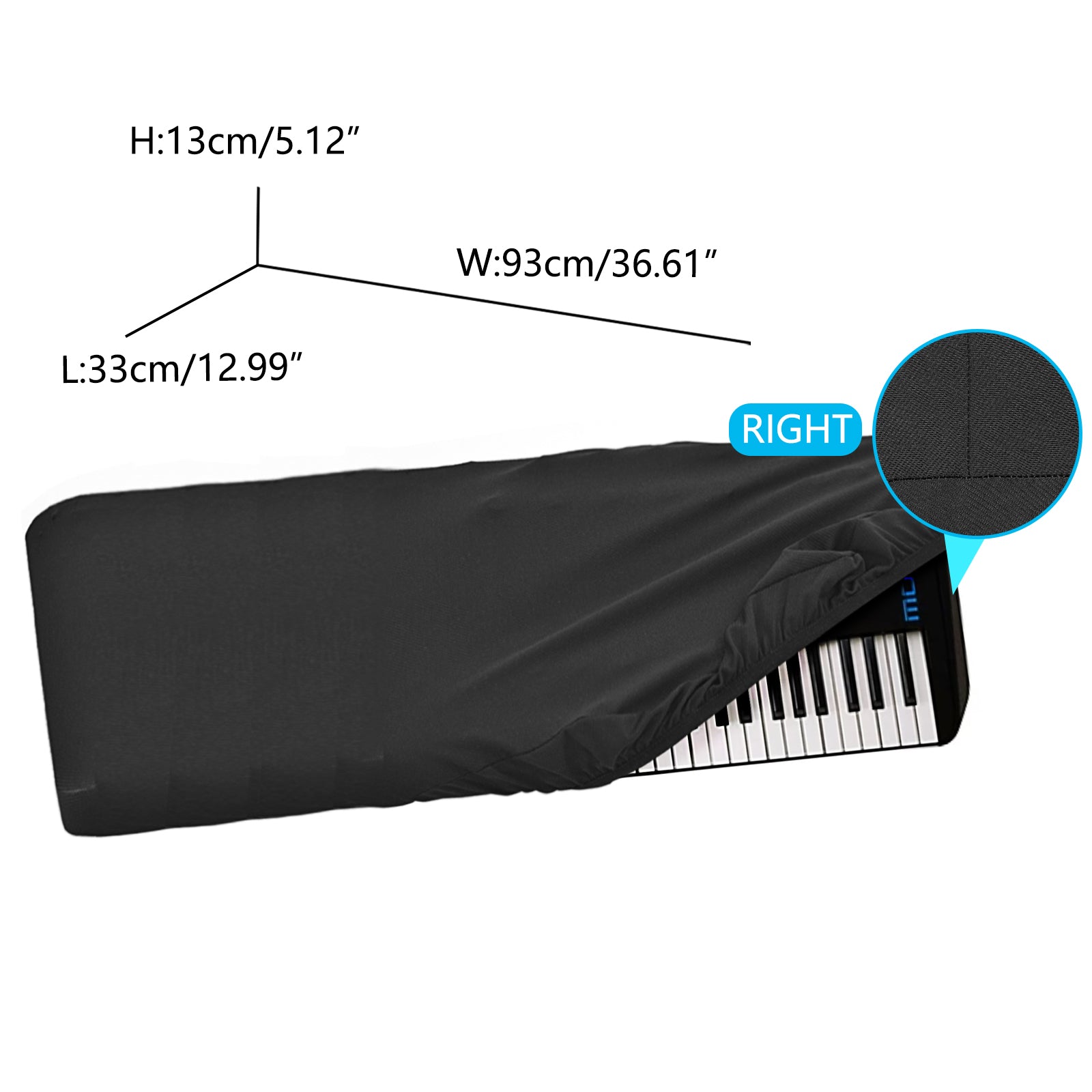 Musiin Premium Piano Keyboard Dust Cover Compatible With YAMAHA MODX7 Music Keyboard Dirt Proof Cover, Stretchy Electronic Keyboard Cover, 76 Keys Electronic Keyboard Cover With Chinlon, Black