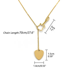 Musiin Guitar Necklace 18K Gold Stainless Steel, Adjustable Y-shaped lock sleeve Necklace for Women(Gold)