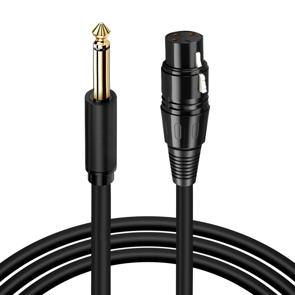 Musiin Cable de micrófono desequilibrado XLR hembra a 1/4 (6,35 mm) TS Mono Jack de calidad premium (10 pies/3 metros)