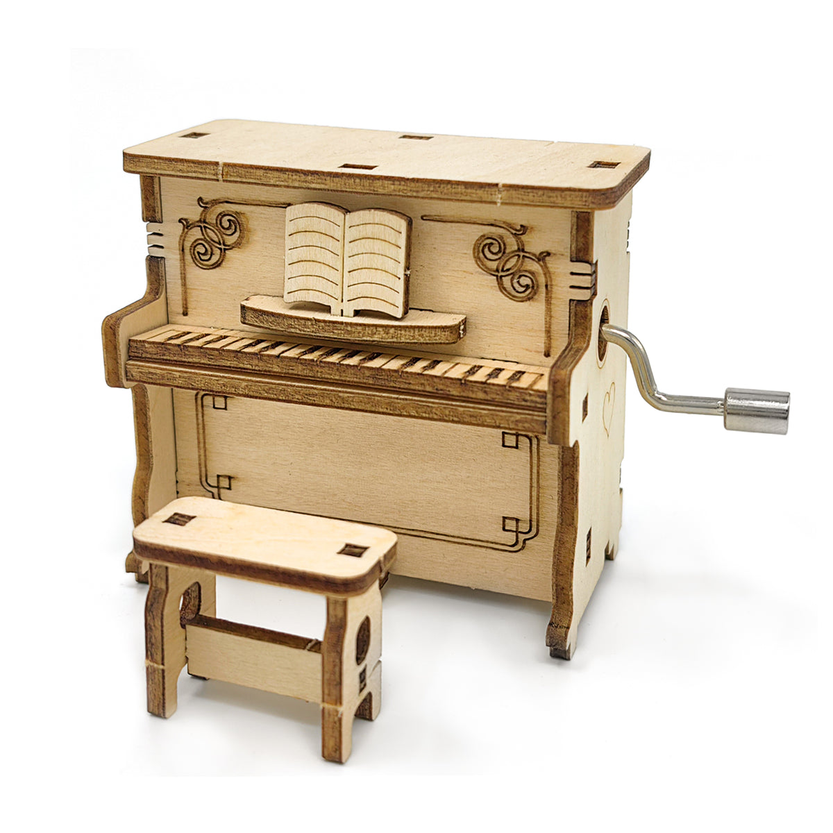 3D Wooden Puzzle Piano Music Box 3D Puzzles DIY Kits Hand Crank Music Box(Upright piano)