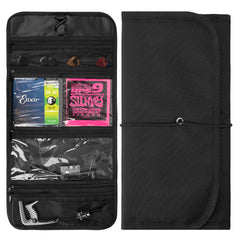 Musiin Guitar Accessory Organizer Bag, Foldable Easy Access Pockets Case, Picks, Strap, Capo, Strings Holder Storage (Black)